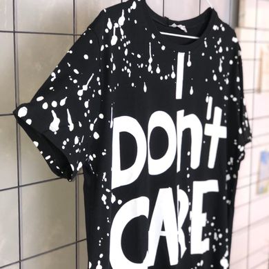 Чорна футболка "i do not care" Чорний