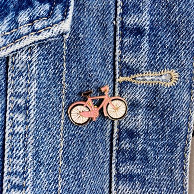 Металевий значок на рюкзак або одяг Велосипед розовая с золотом