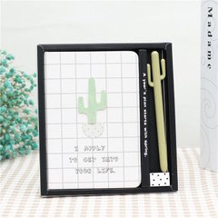 Блокнот с ручкой и изображением кактуса